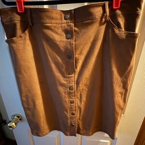 Forever 21 Tan Button-Front Pencil Skirt